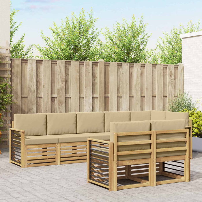 Set de canapele de exterior 8 pcs Alb și Bej WALTI