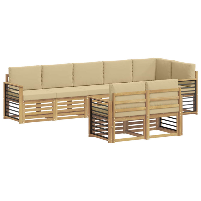 Set de canapele de exterior 8 pcs Alb și Bej WALTI