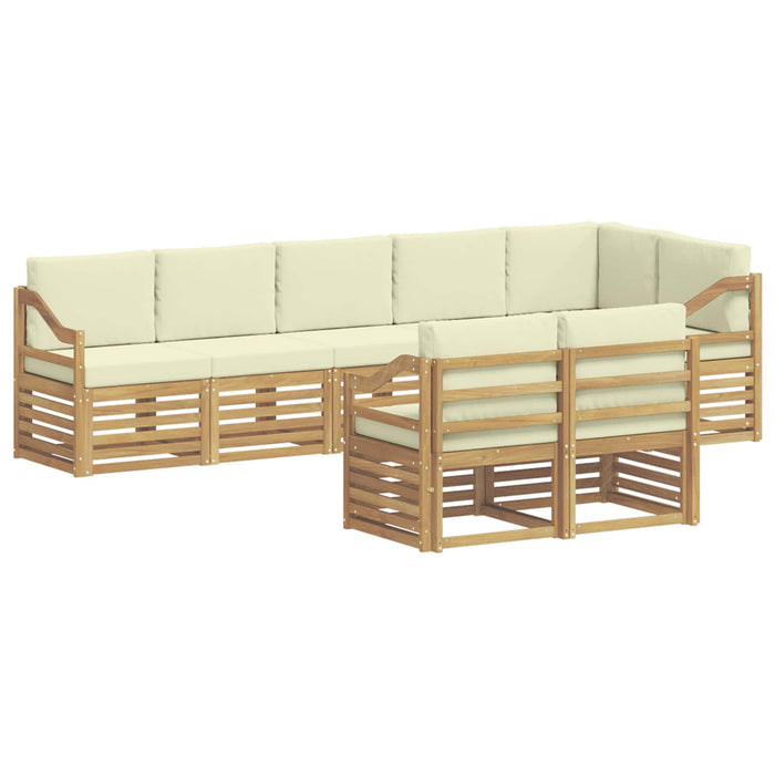 Seturi de canapele 8 pcs Alb și crem Lemn Solid de Acacia WALTI