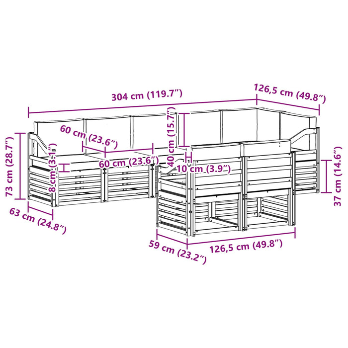 Set de canapele de exterior 8 pcs Alb și gri deschis WALTI