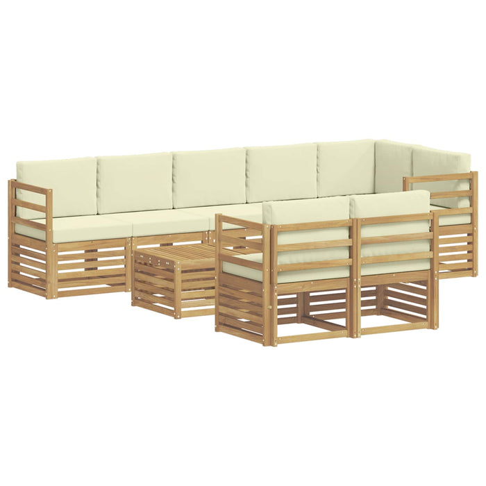 Seturi de canapele 9 pcs Alb și crem Lemn Solid de Acacia - WALTI WALTI