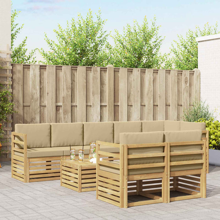 Set de canapele de exterior 9 pcs Alb și Bej 59 x 59 x 37 cm WALTI