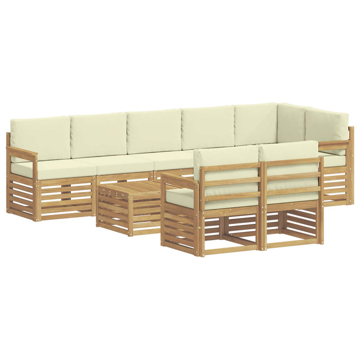 Set de canapele de exterior 8 pcs Alb și crem 59 x 59 x 37 cm WALTI