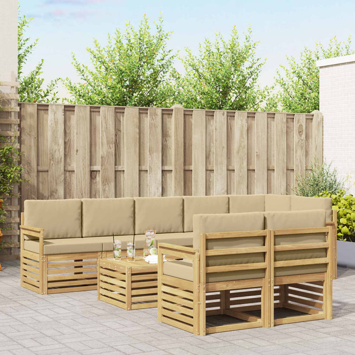 Set de canapele de exterior 8 pcs Alb și Bej 59 x 59 x 37 cm WALTI