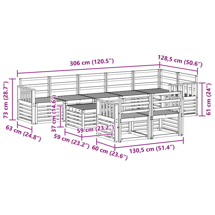 Set de canapele de exterior 9 pcs Alb 59 x 59 x 37 cm WALTI