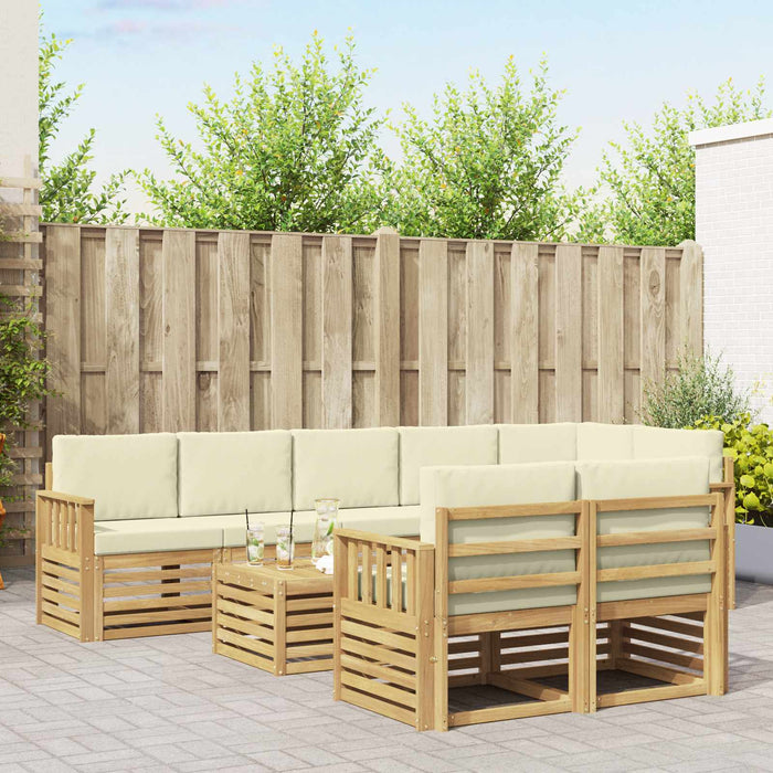 Set de canapele de exterior 8 pcs Alb și crem 59 x 59 x 37 cm WALTI