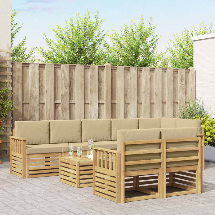 Set de canapele de exterior 8 pcs Alb și Bej 59 x 59 x 37 cm WALTI