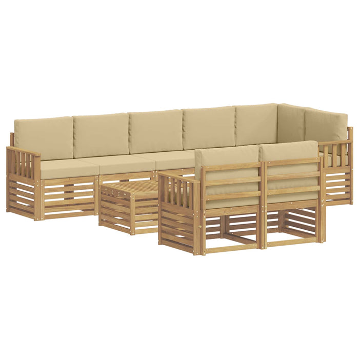 Set de canapele de exterior 8 pcs Alb și Bej 59 x 59 x 37 cm WALTI