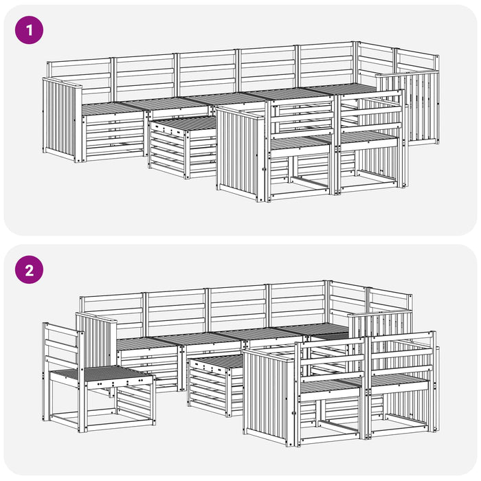 Set de canapele de exterior 9 pcs Alb 59 x 59 x 37 cm WALTI