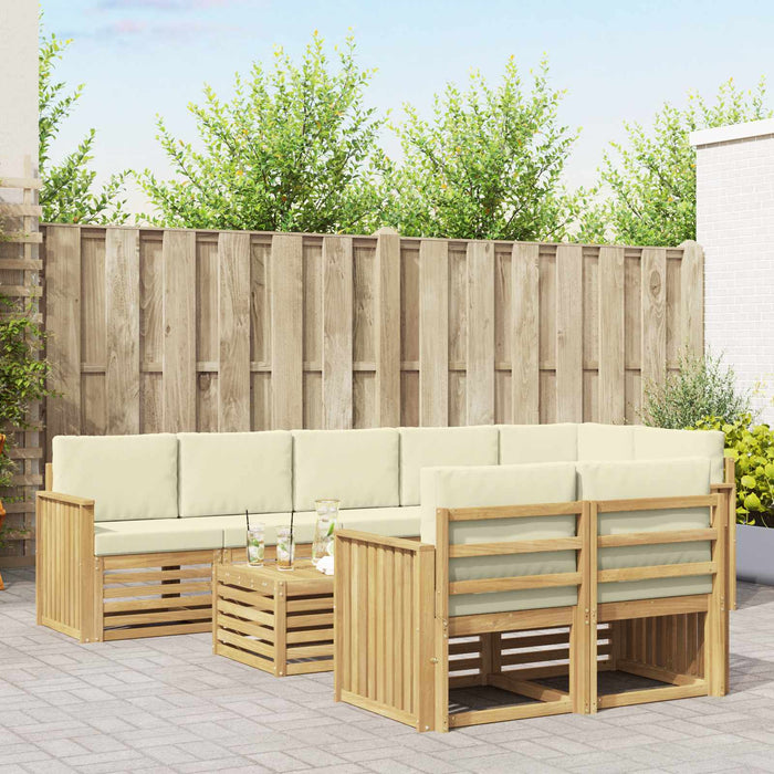 Set de canapele de exterior 9 pcs Alb și crem 59 x 59 x 37 cm - WALTI WALTI