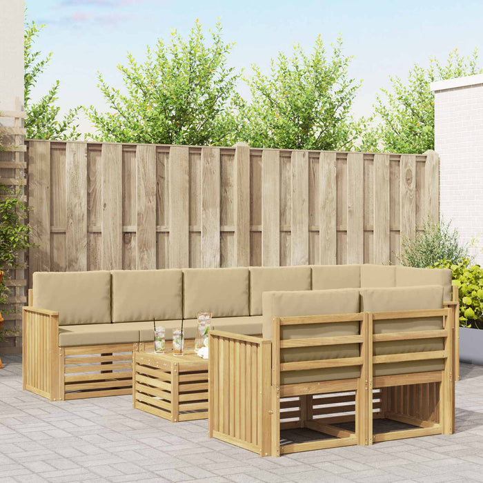 Set de canapele de exterior 9 pcs Alb și Bej 59 x 59 x 37 cm - WALTI WALTI