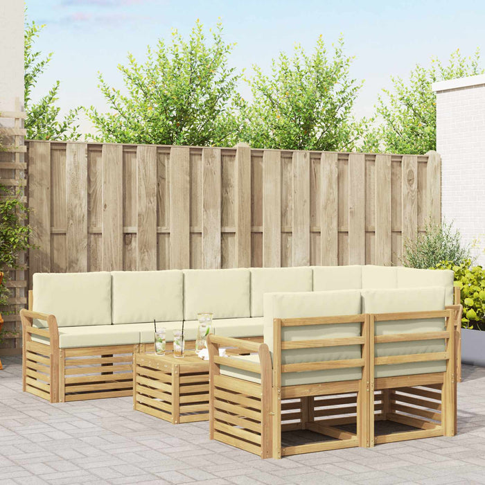 Set de canapele de exterior 9 pcs Alb și crem 59 x 59 x 37 cm - WALTI WALTI