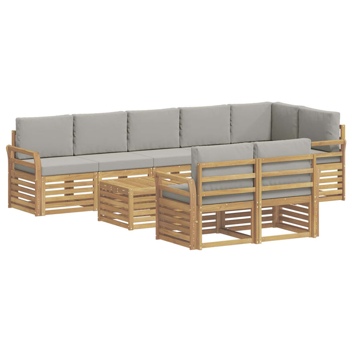 Set de canapele de exterior 9 pcs Alb și gri deschis WALTI