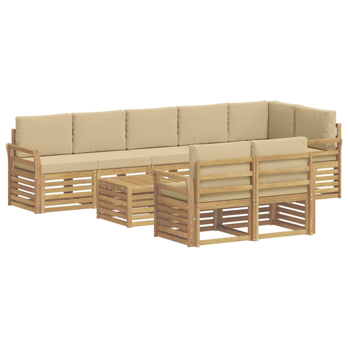Set de canapele de exterior 9 pcs Alb și Bej 59 x 59 x 37 cm - WALTI WALTI