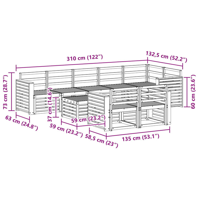 Set de canapele de exterior 9 pcs Alb 59 x 59 x 37 cm WALTI