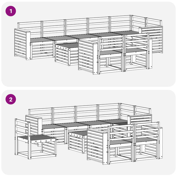 Set de canapele de exterior 9 pcs Alb 59 x 59 x 37 cm WALTI