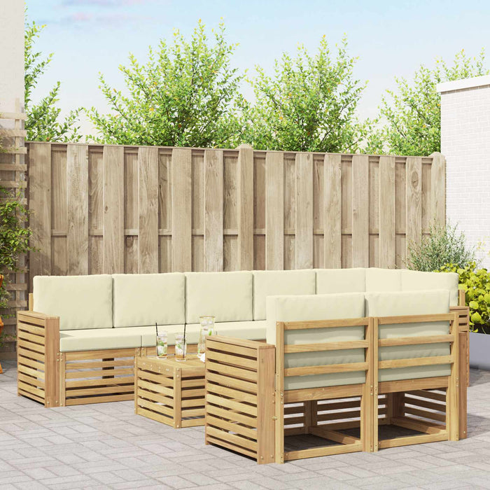 Set de canapele de exterior 9 pcs Alb și crem 59 x 59 x 37 cm - WALTI WALTI