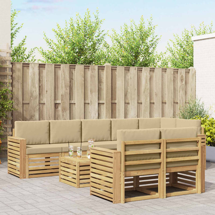 Set de canapele de exterior 9 pcs Alb și Bej 59 x 59 x 37 cm - WALTI WALTI