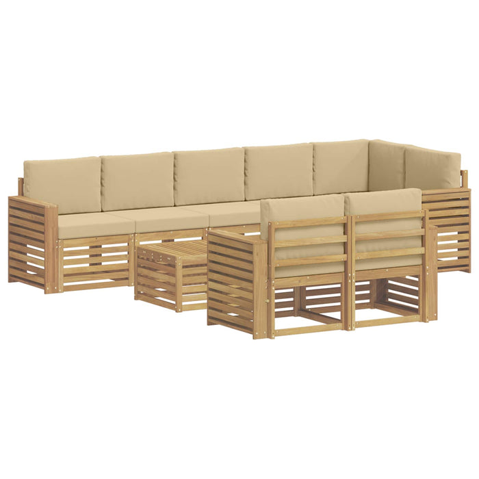 Set de canapele de exterior 9 pcs Alb și Bej 59 x 59 x 37 cm - WALTI WALTI