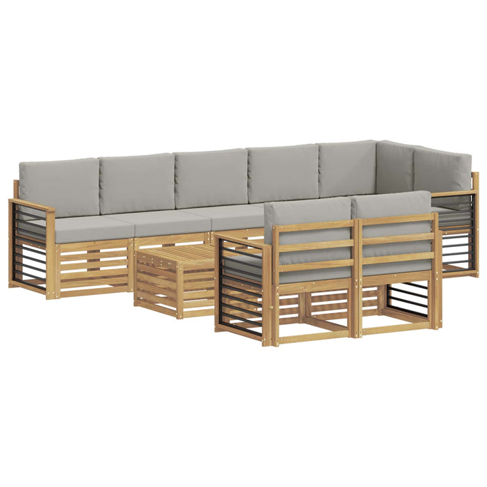 Set de canapele de exterior 9 pcs Alb și gri deschis WALTI