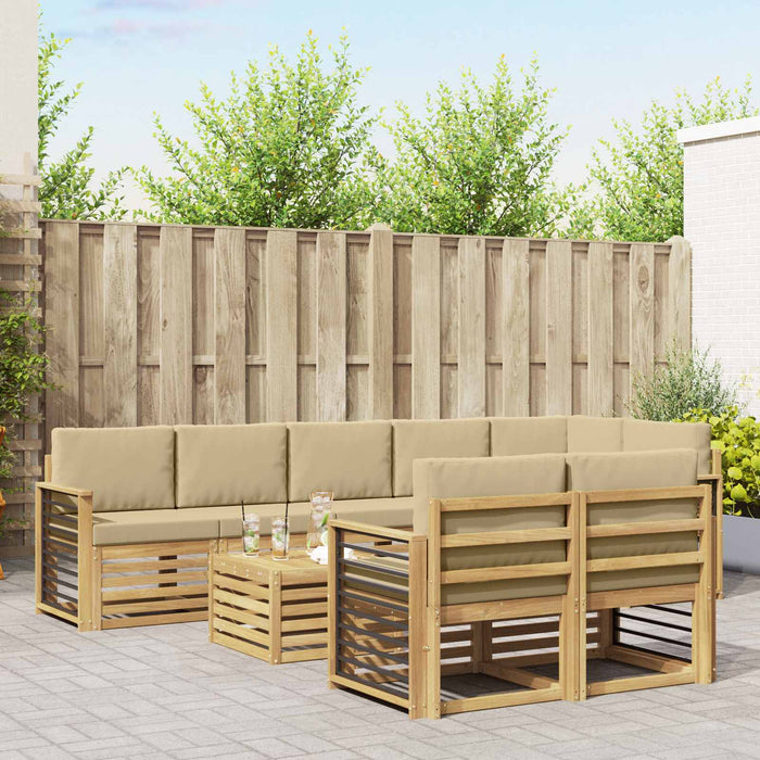 Set de canapele de exterior 9 pcs Alb și Bej 59 x 59 x 37 cm WALTI