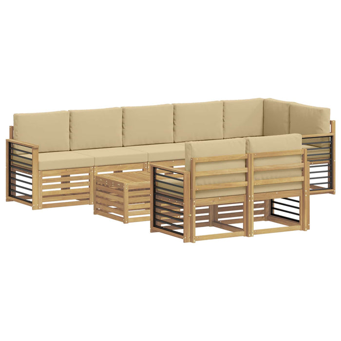 Set de canapele de exterior 9 pcs Alb și Bej 59 x 59 x 37 cm WALTI