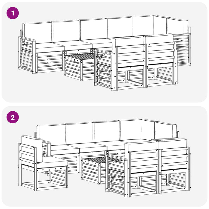 Set de canapele de exterior 9 pcs Alb și Bej 59 x 59 x 37 cm WALTI