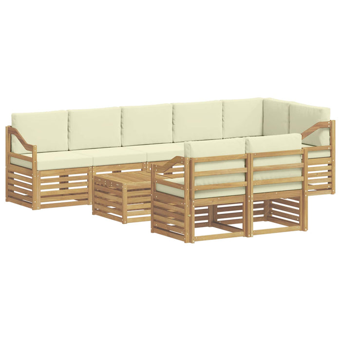 Seturi de canapele 9 pcs Alb și crem Lemn Solid de Acacia WALTI