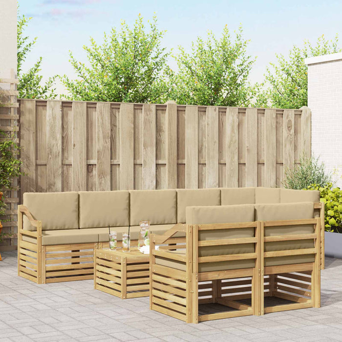 Set de canapele de exterior 9 pcs Alb și Bej 59 x 59 x 37 cm WALTI