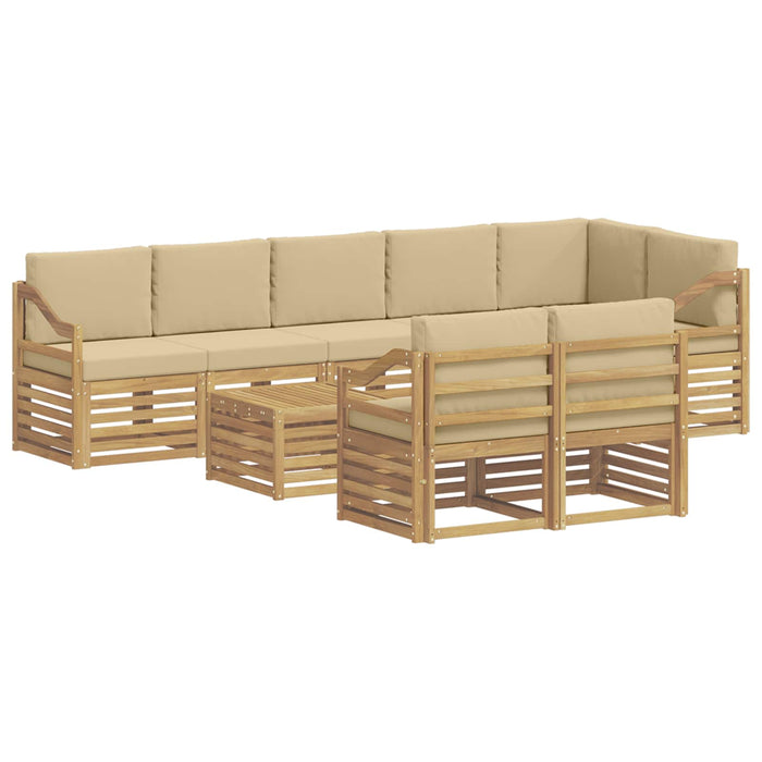 Set de canapele de exterior 9 pcs Alb și Bej 59 x 59 x 37 cm WALTI