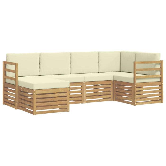 Set de canapele de exterior 6 pcs Alb și crem Poliester WALTI