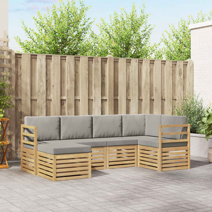 Set de canapele de exterior 6 pcs Alb și gri deschis Poliester WALTI