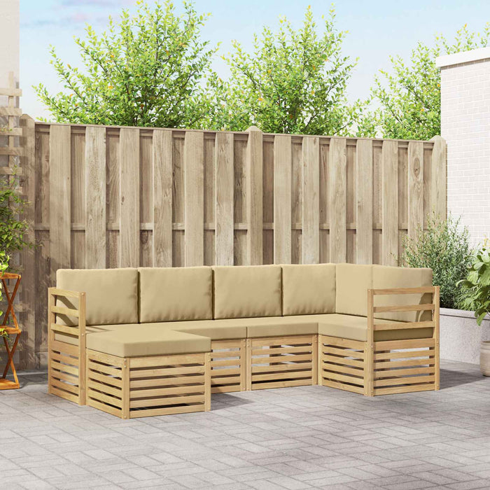Set de canapele de exterior 6 pcs Alb și Bej Poliester WALTI