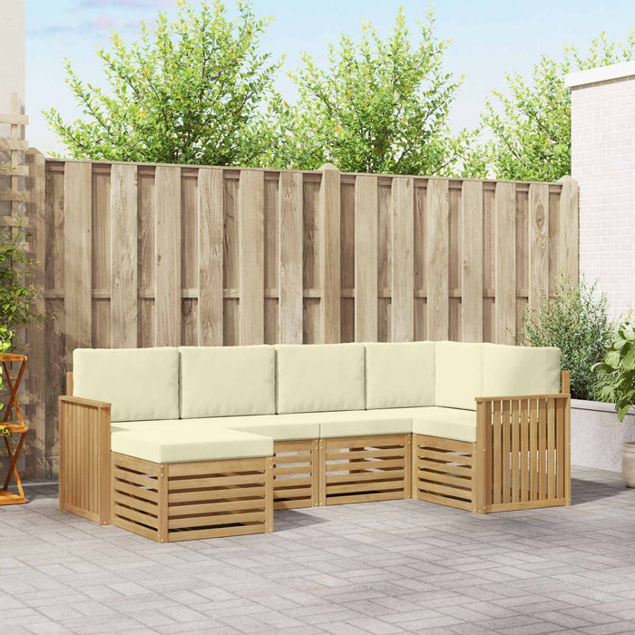 Set de canapele de exterior 6 pcs Alb și crem Poliester WALTI
