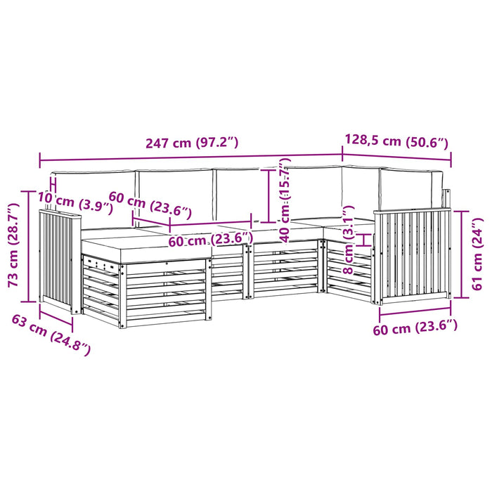 Set de canapele de exterior 6 pcs Alb și crem Poliester WALTI