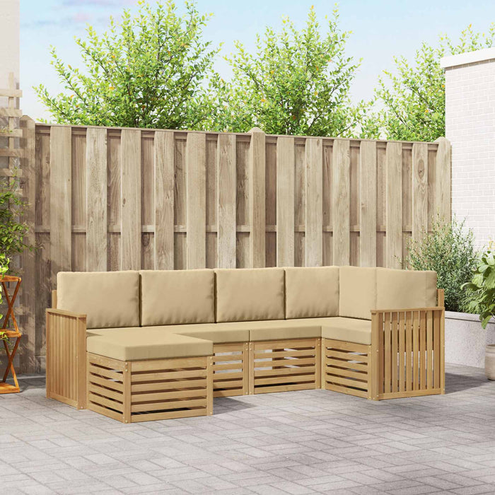 Set de canapele de exterior 6 pcs Alb și Bej Poliester WALTI