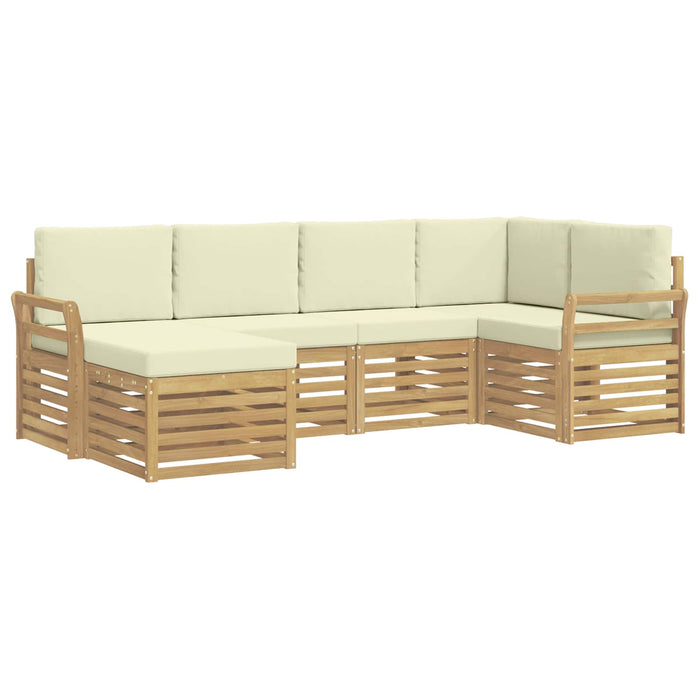 Set de canapele de exterior 6 pcs Alb și crem Poliester WALTI