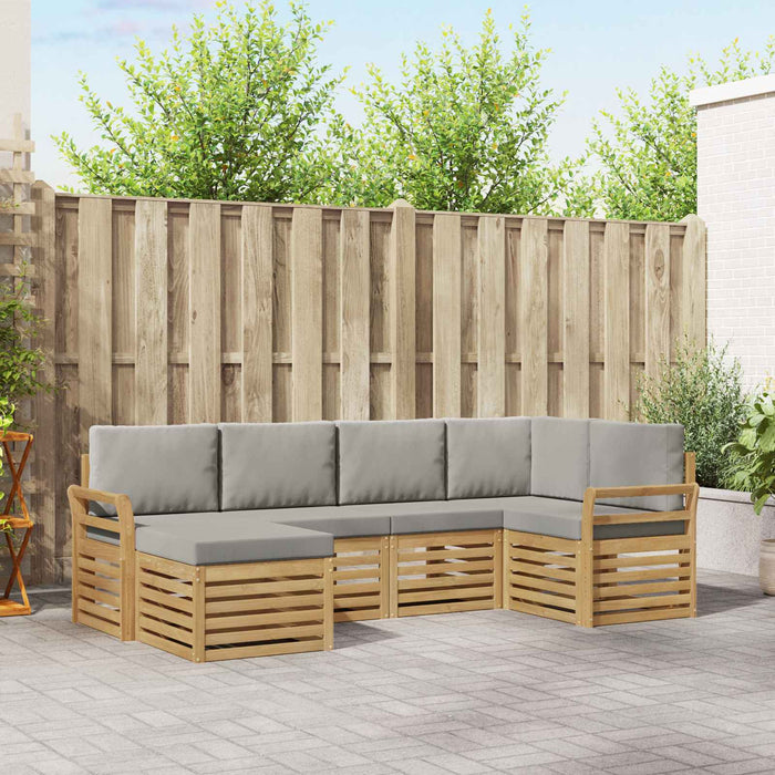 Set de canapele de exterior 6 pcs Alb și gri deschis Poliester WALTI