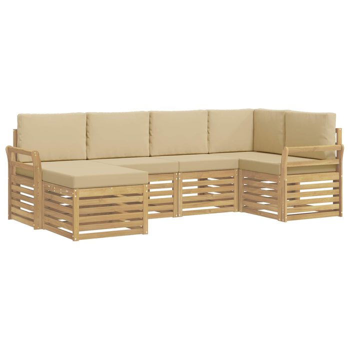 Set de canapele de exterior 6 pcs Alb și Bej Poliester WALTI