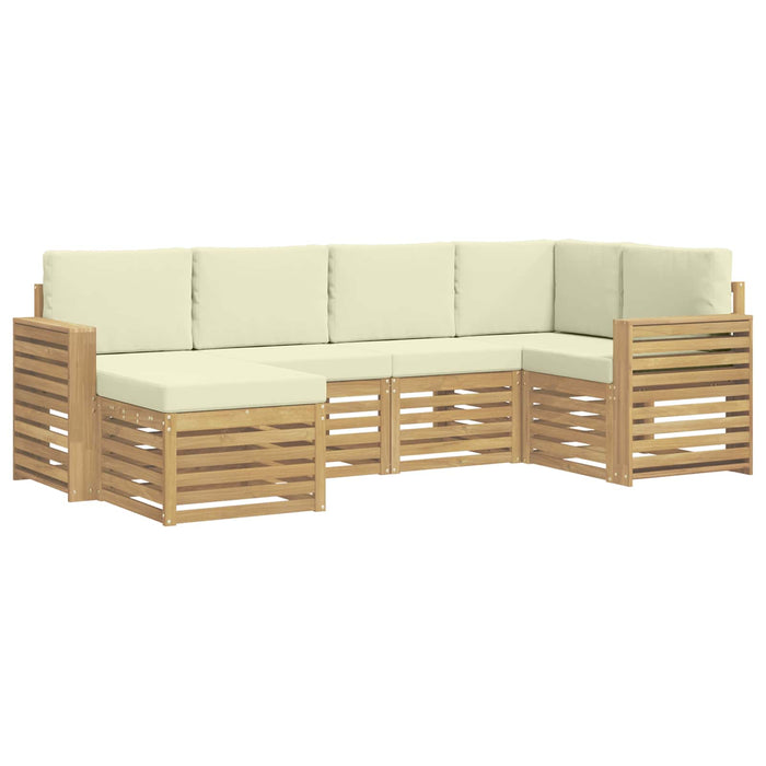Set de canapele de exterior 6 pcs Alb și crem Poliester WALTI