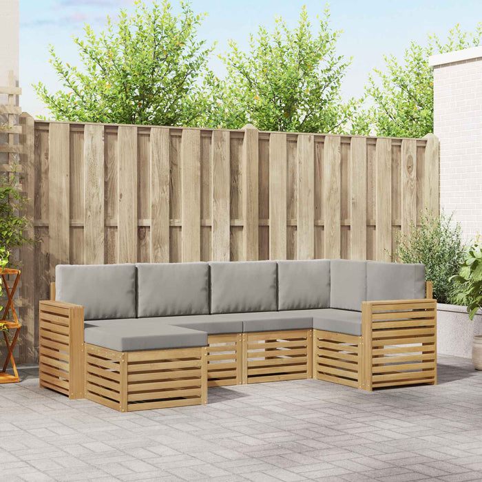 Set de canapele de exterior 6 pcs Alb și gri deschis Poliester WALTI