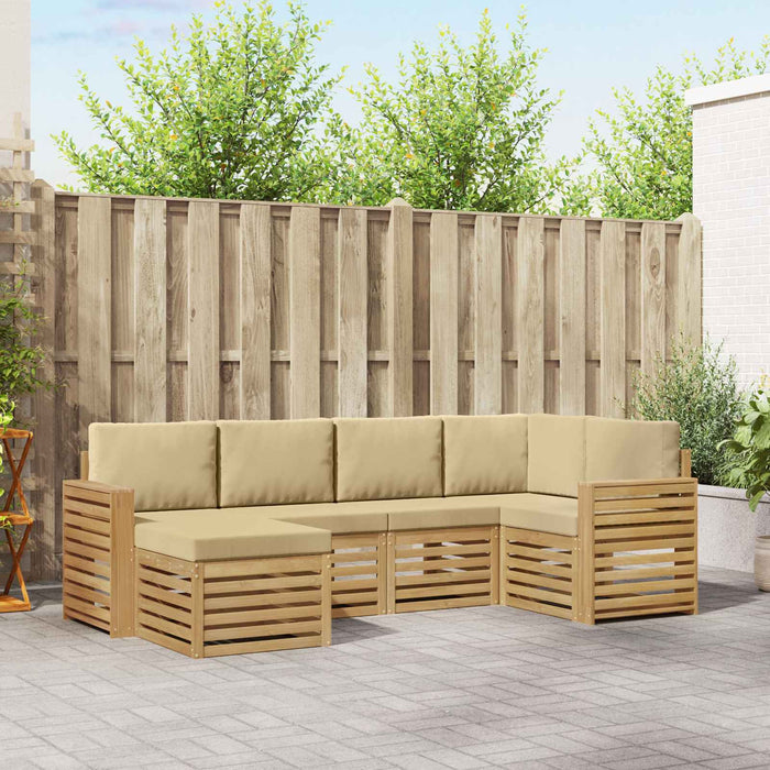 Set de canapele de exterior 6 pcs Alb și Bej Poliester WALTI