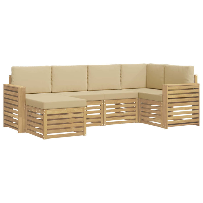 Set de canapele de exterior 6 pcs Alb și Bej Poliester WALTI