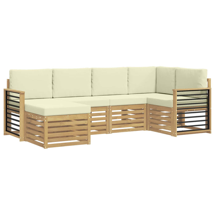 Set de canapele de exterior 6 pcs Alb și crem Poliester WALTI