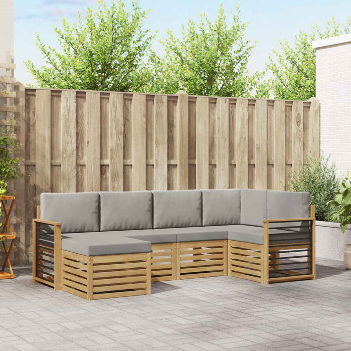 Set de canapele de exterior 6 pcs Alb și gri deschis Poliester WALTI
