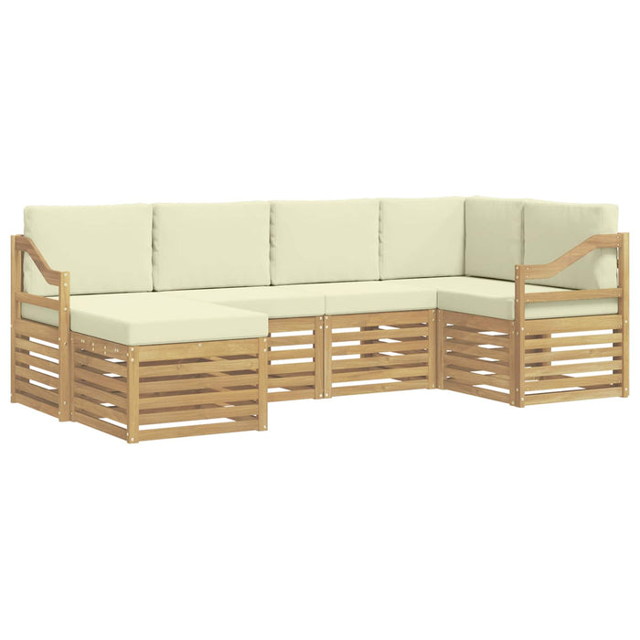 Set de canapele de exterior 6 pcs Alb și crem Poliester WALTI