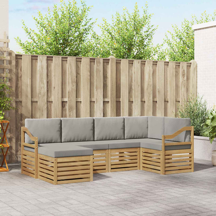 Set de canapele de exterior 6 pcs Alb și gri deschis Poliester WALTI
