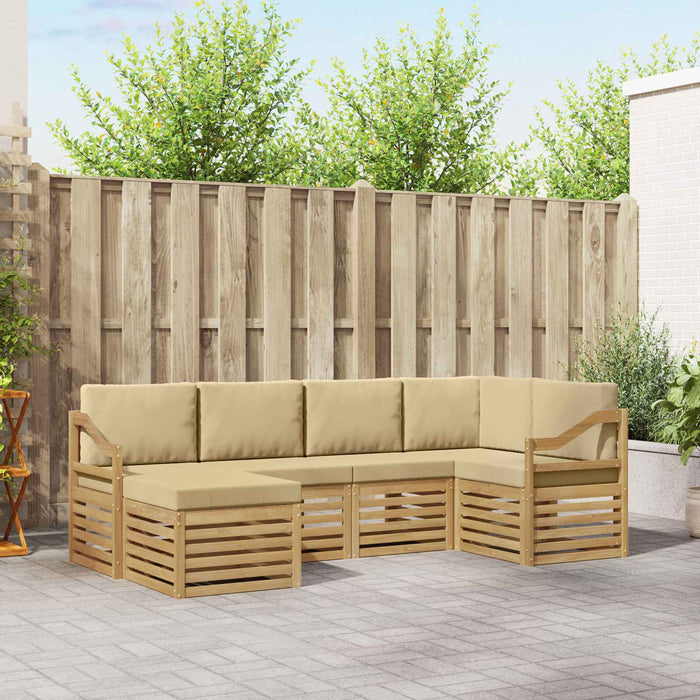 Set de canapele de exterior 6 pcs Alb și Bej Poliester WALTI