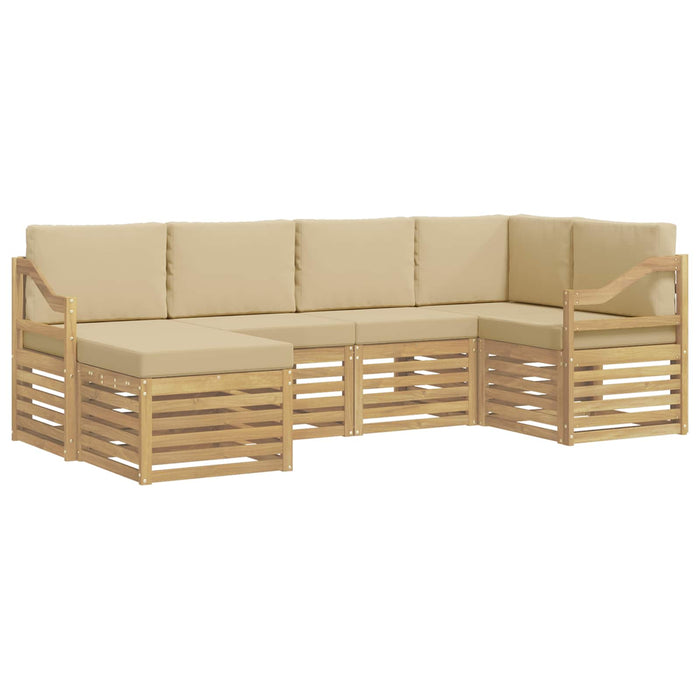 Set de canapele de exterior 6 pcs Alb și Bej Poliester WALTI