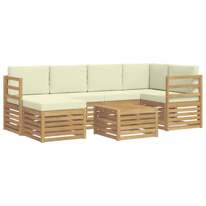 Set de canapele de exterior 7 pcs Alb și crem Poliester WALTI